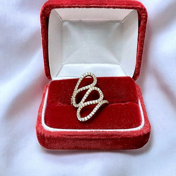 🌺Gold 925 CZ Swirl Ring - Picture 2 of 10
